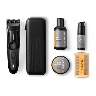 MANSCAPED The Beard Hedger Advanced Kit Includes Our Premium Precision Beard & Mustache Trimmer, Hydrating Shampoo, Softening Conditioner, Moisturizing Oil & Facial Hair Comb