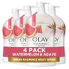 Olay Body Wash for Women, Fresh Radiance, Refreshing & Renewing, Made with Plant Based Cleansers, B3 Botanical Complex, For All Skin Types, Watermelon & Agave Scent, 33 fl oz (Pack of 4) view 1
