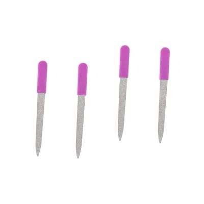 KALLORY 4pcs Stainless Steel Pedicure Kit for Women Double-Sided Nail File Board Manicure Kit Nail Sanding Block Professional Rosy
