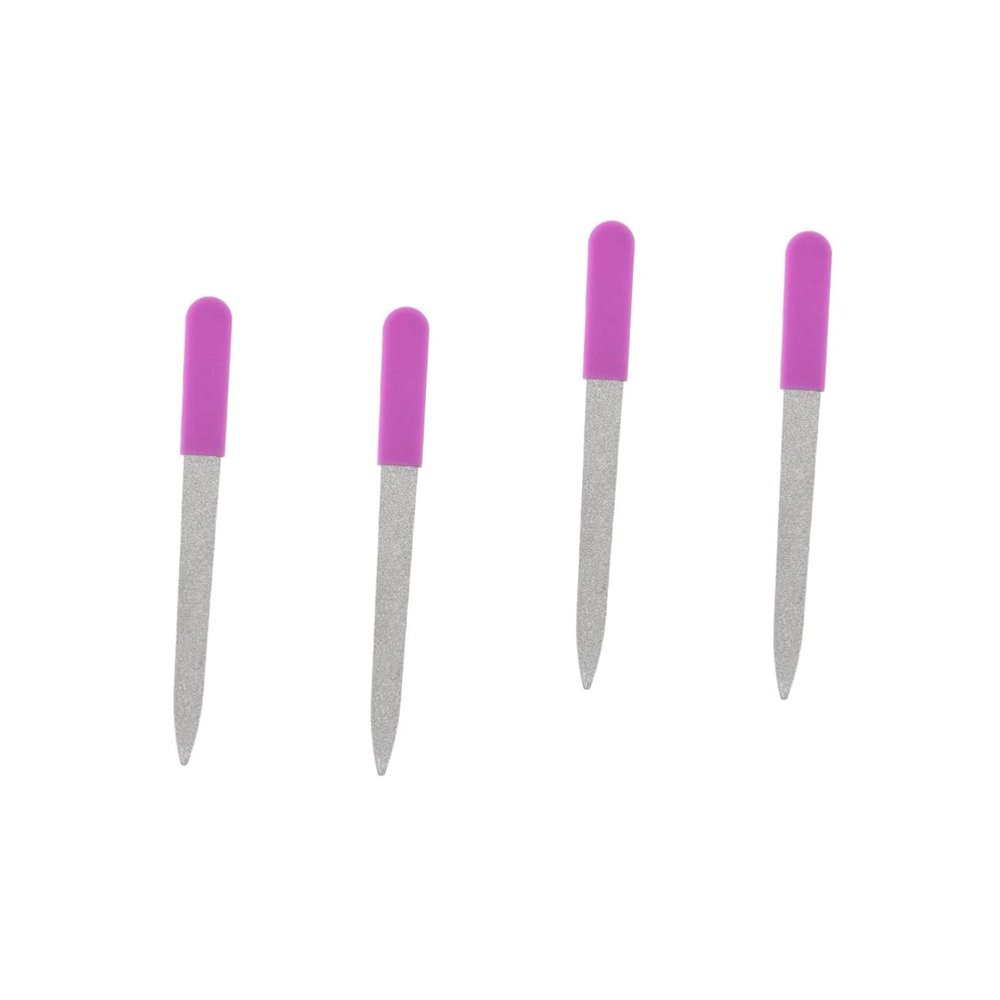 KALLORY 4pcs Stainless Steel Pedicure Kit for Women Double-Sided Nail File Board Manicure Kit Nail Sanding Block Professional Rosy