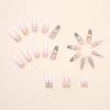 FRUJCDKI Rhinestones Press on Nails French Coffin Long Bling Fake Nails Nude Acrylic False Nails Full Cover Nails for Women and Girls 24PCS (Diamond Silver Snake) view 3