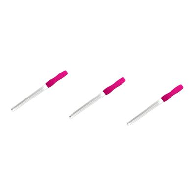 KALLORY 3pcs Stainless Steel Double-Sided Nail File Board for Natural Nails Professional Manicure Tool for Home and Salon Use Rosy
