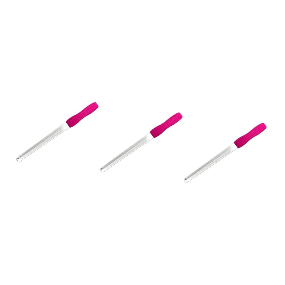 KALLORY 3pcs Stainless Steel Double-Sided Nail File Board for Natural Nails Professional Manicure Tool for Home and Salon Use Rosy