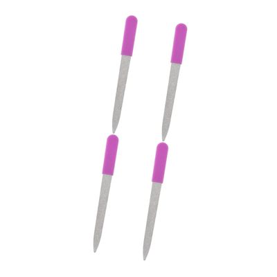 minkissy 4pcs Stainless Steel Nail Art Tool Double Sided Nail Sanding Block for Manicure Pedicure Lightweight Rosy