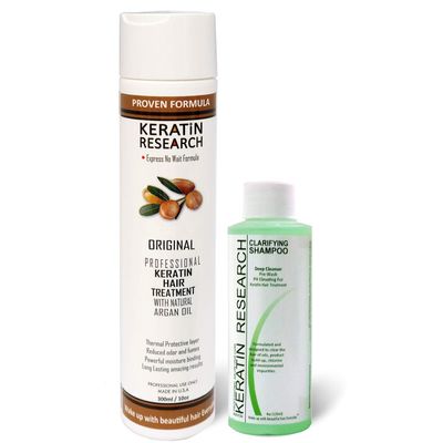 KERATIN RESEARCH Brazilian Keratin Hair Treatment Straightening Professional Results Complex Blowout with Argan Oil Improved Formula and Fragrance Queratina Keratina Brasilera Tratamiento (14OZ)