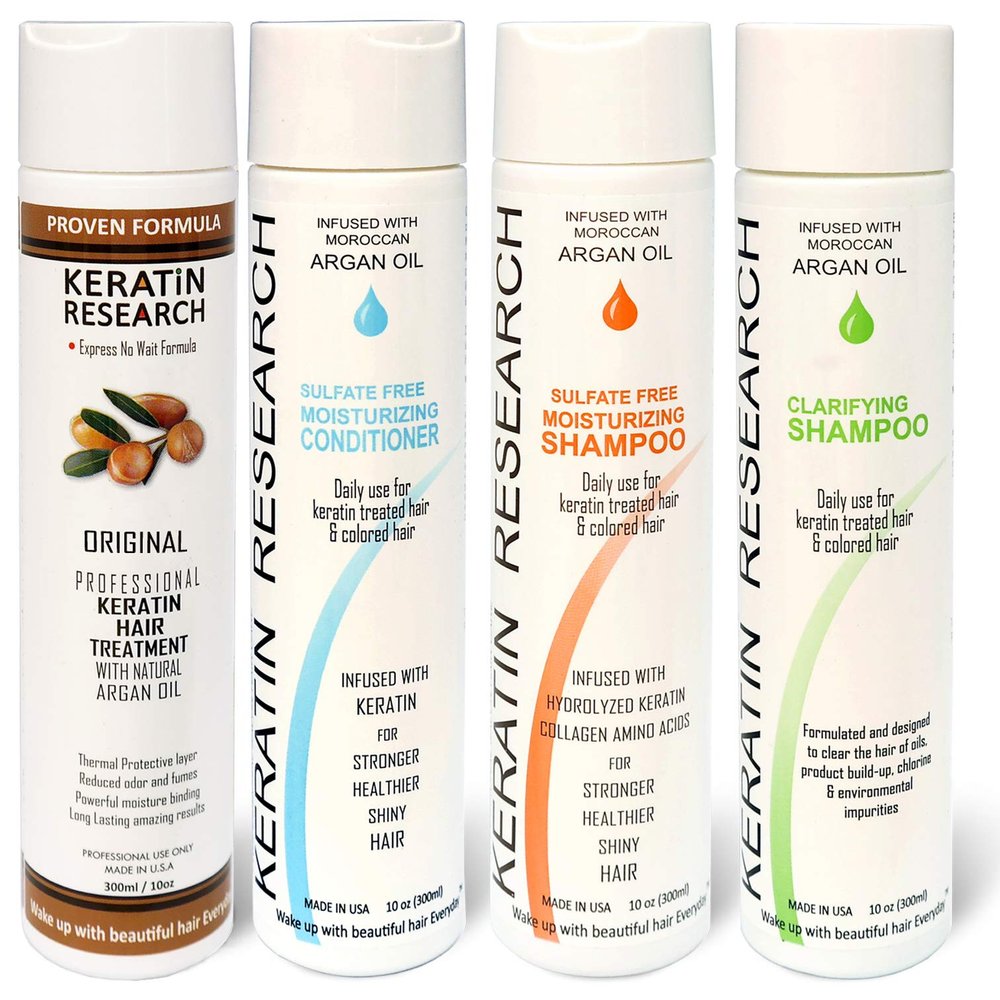 Premium Advanced Brazilian Keratin COMPLETE LARGE SET 4 Bottles Blowout Hair Complex Treatment Professional Results Straightens and Smooths Hair Queratina Keratina Brasilera Tratamiento (KR10OZ-LGSET)