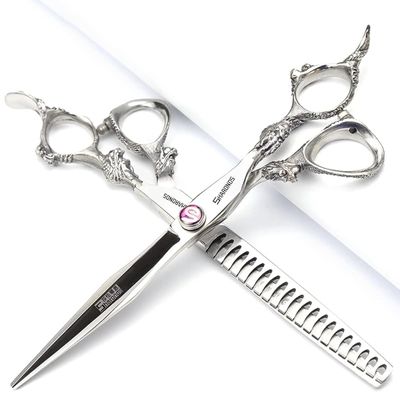 7/8/9inch professional hairdressing scissors silver high hardness 400c stainless steel beauty shop barber shop salon special tools (7-inch 2pc)
