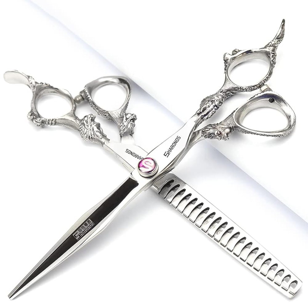 7/8/9inch professional hairdressing scissors silver high hardness 400c stainless steel beauty shop barber shop salon special tools (7-inch 2pc)