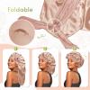 BONNET QUEEN Braid Bonnet Silk Bonnet Foldable Extra Long Wrap for Braids Satin Bonnets with Tie Band Long Sleep Cap, Champagne view 3