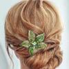 Casdre Flower Bride Wedding Hair Comb Silver Green Rhinestone Bridal Hair Piece Crystal Evening Party Hair Accessories for Women and Girls view 1