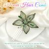 Casdre Flower Bride Wedding Hair Comb Silver Green Rhinestone Bridal Hair Piece Crystal Evening Party Hair Accessories for Women and Girls view 2