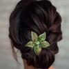 Casdre Flower Bride Wedding Hair Comb Silver Green Rhinestone Bridal Hair Piece Crystal Evening Party Hair Accessories for Women and Girls view 3
