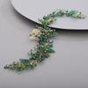 Chargances Wedding Crystal Beaded Hair Vine Comb Bridal Long Pearl Leaf Hair Vine Comb Green Rhinetone Handmade Headpiece Hair Accessories for Wedding Prom Flower Girl (Green) view 4