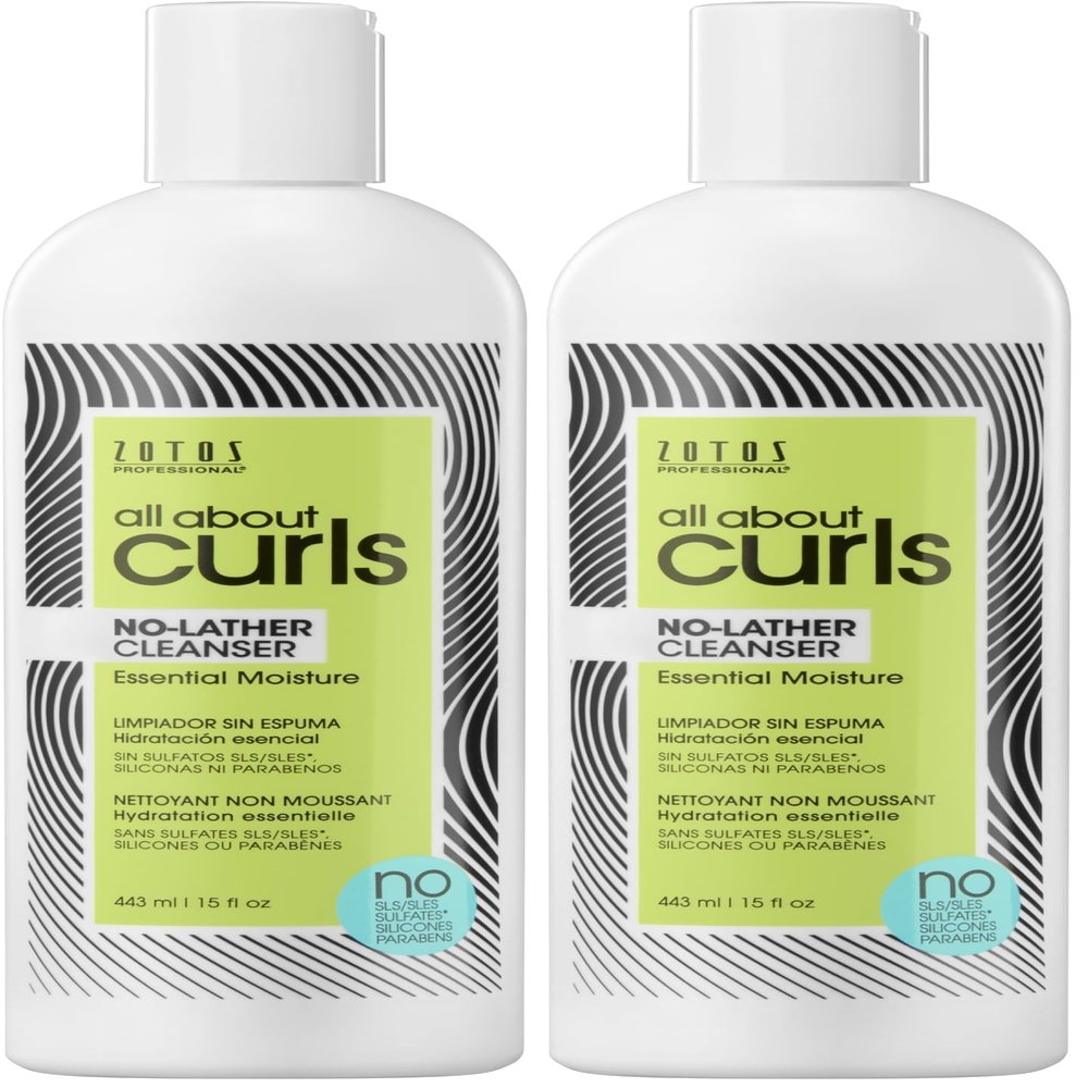 All About Curls No-Lather Cleanser Shampoo | Essential Moisture | Gentle Cleansing | Suds-Free | All Curly Hair Types | 15 Fl Oz (Pack of 2)