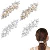 4 PCS Pearl Rhinestone Barrettes for Women, French Rhinestone Pearl Hair Clips Bridal Hair Pins Decorative Hair Accessories Bridesmaid view 1