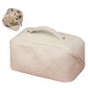 BAKLUCK Large Capacity Travel Makeup Bag Cosmetic Bag with Compartment Waterproof PU Leather Makeup Bag for Women and Girl Travel Portable Floral White Makeup Bag view 1