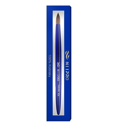 Acrylic Nail Brush for Acrylic powder application, Aluminum Handle and Ferrule, Round Shaped Professional Salon Quality Acrylic Nail Brush (Size 14, Metallic Blue)