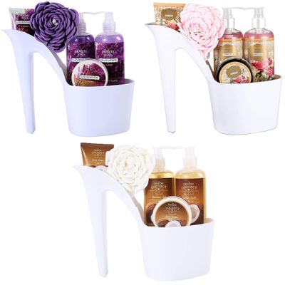 Gifts for Mom - Set of 20 Rose, Lavender, Coconut Scented Luxurious Bath Gift Set Shower Gel, Bubble Bath, Body Butter, Body Lotion, Soft Bath Puff - Mother's Day Gifts Basket by Draizee