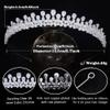 Aoligrace Small Cubic Zirconia Wedding Tiaras for Women Silver Sparkly CZ Princess Crowns Mini Bridal Prom Hair Accessories view 4