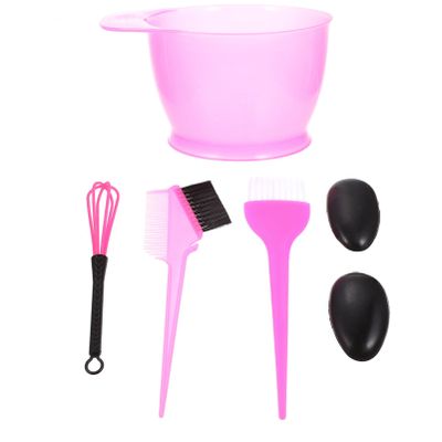 Healifty Hair Dye Coloring Kit 5Pcs - Bowl, Brush, Comb, Ear Cover, Mixer, Dying Accessory for Salon & Home (Pink) Pink 5pcs 22X5CM