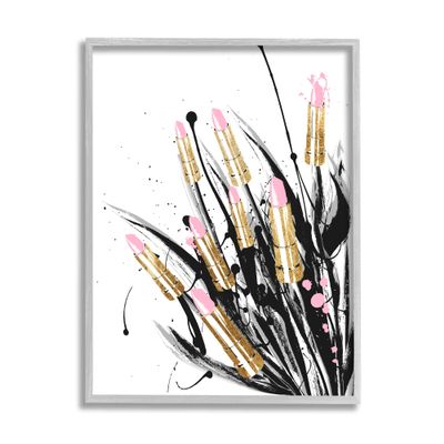 Stupell Industries Contemporary Lipstick Glam Makeup Framed Wall Art, Design by Lil' Rue