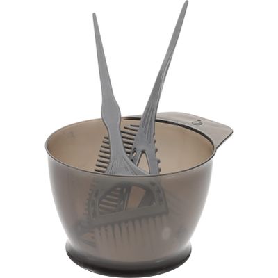 3Pc Hair Dyeing Bowl Brush Comb Kit Plastic Coloring Tools