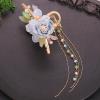2 Pieces Retro Flower Butterfly Pearl Tassel Hair Clip Chinese Style Hanfu Hair Claw for Women Girls Barrettee Headwear (C) view 2