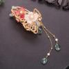 2 Pieces Retro Flower Butterfly Pearl Tassel Hair Clip Chinese Style Hanfu Hair Claw for Women Girls Barrettee Headwear (C) view 3