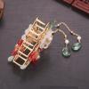2 Pieces Retro Flower Butterfly Pearl Tassel Hair Clip Chinese Style Hanfu Hair Claw for Women Girls Barrettee Headwear (C) view 4