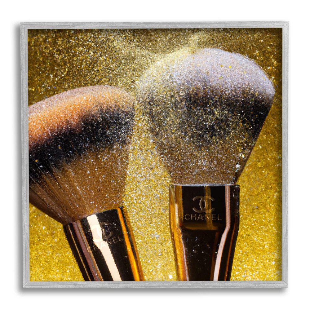 Stupell Industries Makeup Brush Glam Glimmer Framed Wall Art, Design by Ziwei Li