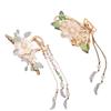 2 Pieces Retro Flower Butterfly Pearl Tassel Hair Clip Chinese Style Hanfu Hair Claw for Women Girls Barrettee Headwear (B) view 1