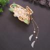 2 Pieces Retro Flower Butterfly Pearl Tassel Hair Clip Chinese Style Hanfu Hair Claw for Women Girls Barrettee Headwear (B) view 3