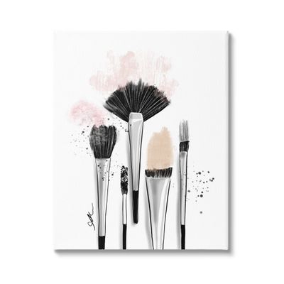 Stupell Industries Makeup Brushes Glam Tools Canvas Wall Art, Design by Alison Petrie