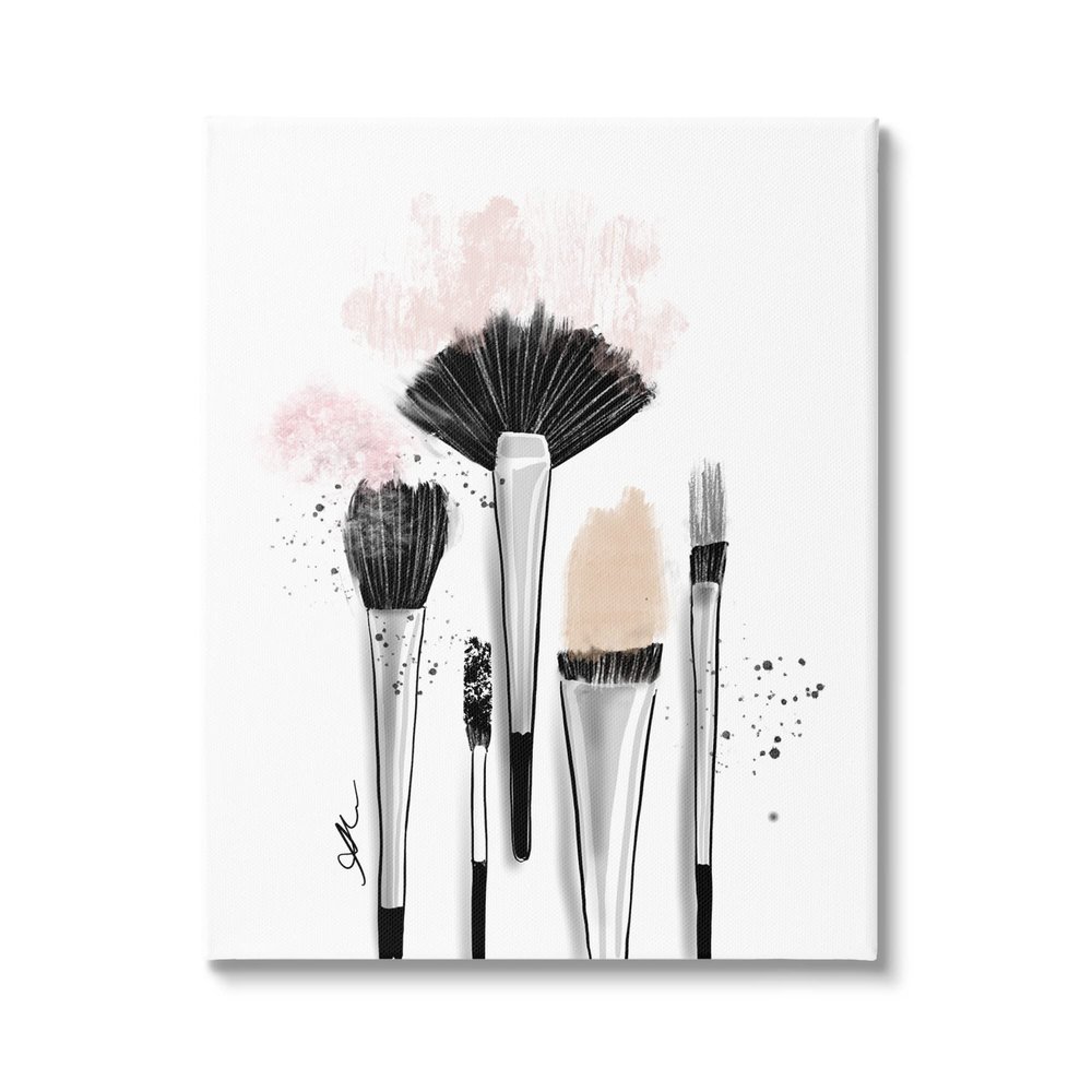 Stupell Industries Makeup Brushes Glam Tools Canvas Wall Art, Design by Alison Petrie