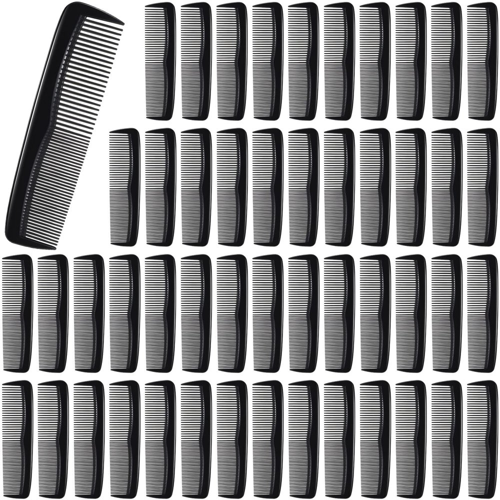 Didaey 50 Pcs Pocket Combs for Men 5 Inch Cutting with Wide and Fine Teeth Plastic Professional Barber Haircut Small Anti Static Combs for Women Grooming Accessories for Beard(Black)