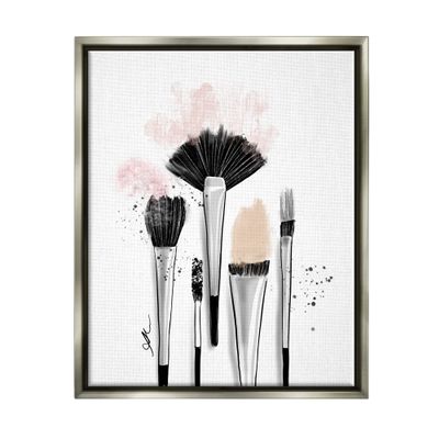 Stupell Industries Makeup Brushes Glam Tools Floating Framed Wall Art, Design by Alison Petrie
