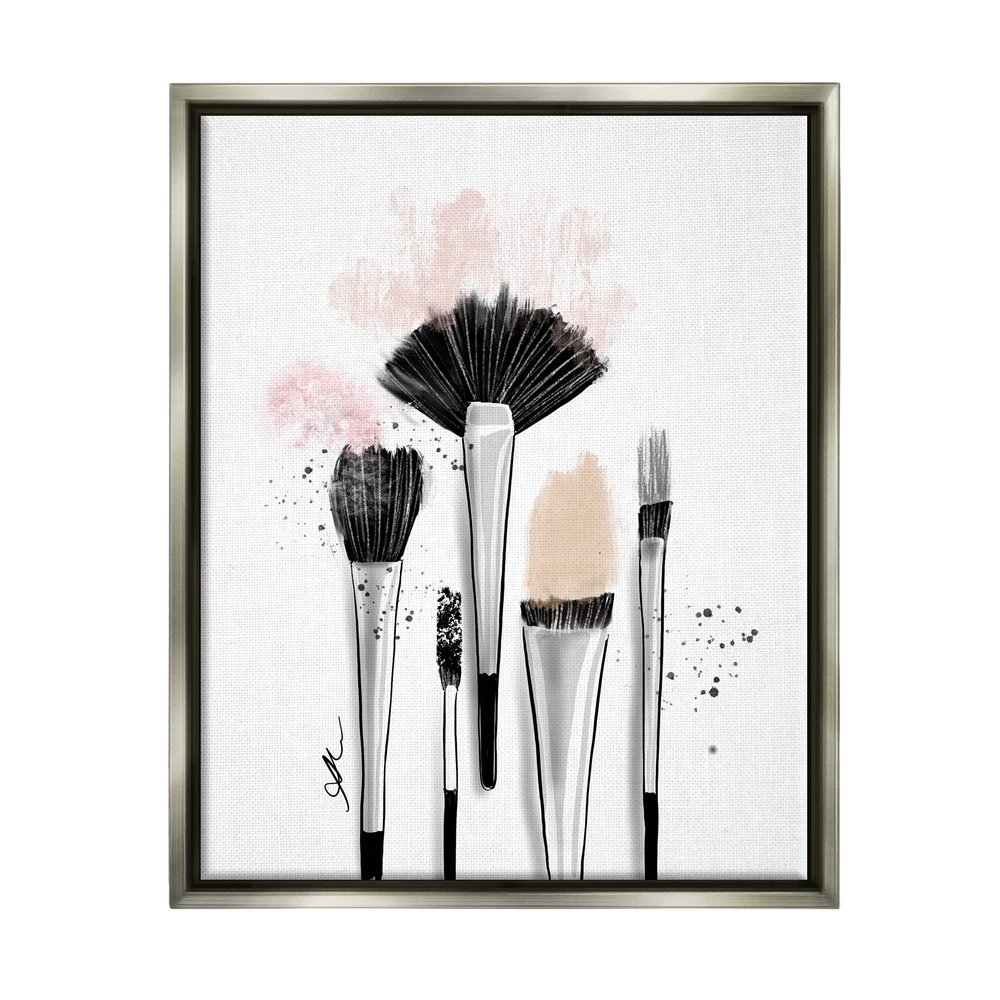 Stupell Industries Makeup Brushes Glam Tools Floating Framed Wall Art, Design by Alison Petrie