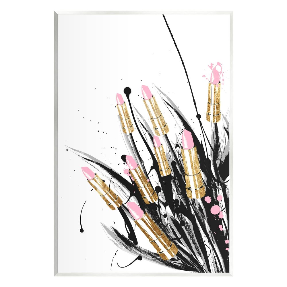 Stupell Industries Contemporary Lipstick Glam Makeup Wood Wall Art, Design by Lil' Rue