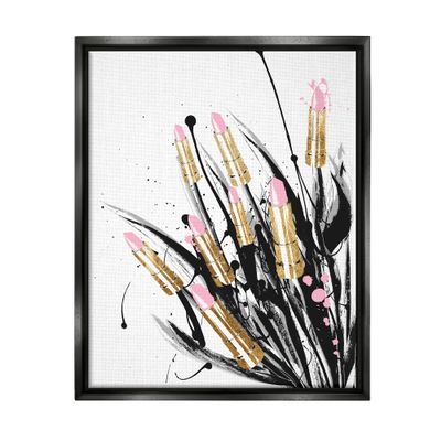 Stupell Industries Contemporary Lipstick Glam Makeup Floating Framed Wall Art, Design by Lil' Rue