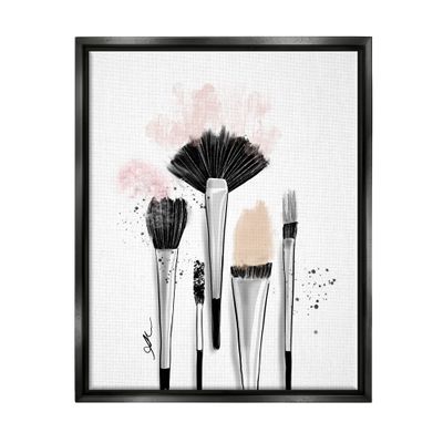 Stupell Industries Makeup Brushes Glam Tools Floating Framed Wall Art, Design by Alison Petrie