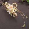 2 Pieces Retro Flower Butterfly Pearl Tassel Hair Clip Chinese Style Hanfu Hair Claw for Women Girls Barrettee Headwear (A) view 2