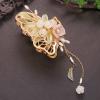 2 Pieces Retro Flower Butterfly Pearl Tassel Hair Clip Chinese Style Hanfu Hair Claw for Women Girls Barrettee Headwear (A) view 3