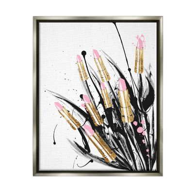 Stupell Industries Contemporary Lipstick Glam Makeup Floating Framed Wall Art, Design by Lil' Rue