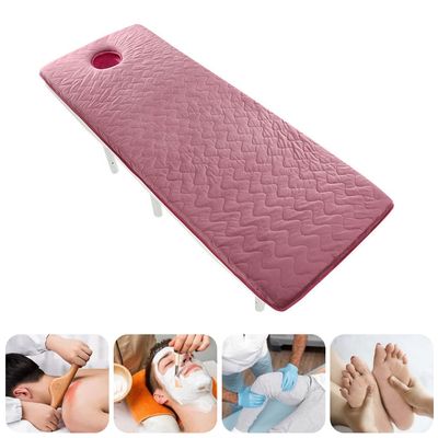Non-Slip Beauty Salon Bed Sheets Massage Table Mattress with Face Breath Hole Plush Foldable Lash Bed Topper with Elastic Band Round Head Massage Accessories Table Pad,Pink2 2.5cm,60x180cm