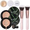 Mushroom Head Air Cushion CC Cream Natural Foundation,Phoera Powder, Bright Makeup Base Long Lasting with Makeup Sponge and Flat Top Kabuki Foundation Brush (#05 Sand) view 1