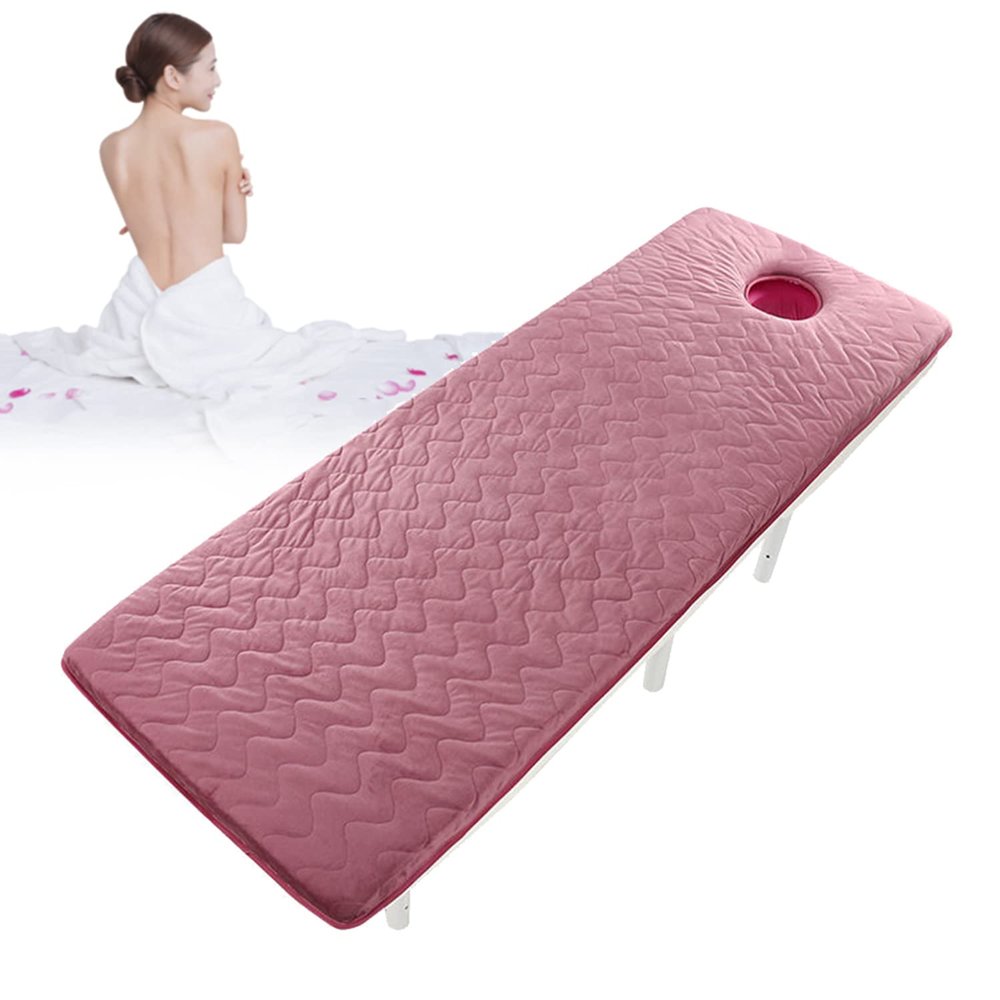 2.5cm Thick Beauty Bed Sheet Pad Washable Massage Table Mattress Topper with Trapezoidal Head Warm Plush Massage Table Mattress Protector with Face Breathing Hole,Pink2 2.5cm,70x185cm
