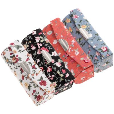 FOMIYES 4pcs Lipstick Box Decorative Lipstick Holder for Women Mirror Purse Storage Cases Make up Mirrors Single Holder Portable Lip Gloss Box Fabric Travel