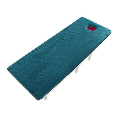 Non-Slip Beauty Salon Bed Sheets Massage Table Mattress with Face Breath Hole Plush Foldable Lash Bed Topper with Elastic Band Round Head Massage Accessories Table Pad,Green 2.5cm,60x180cm