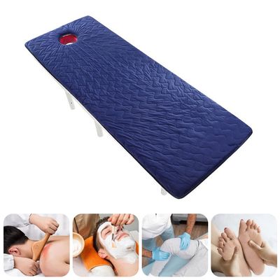 Non-Slip Beauty Salon Bed Sheets Massage Table Mattress with Face Breath Hole Plush Foldable Lash Bed Topper with Elastic Band Round Head Massage Accessories Table Pad,Navy 2.5cm,60x180cm