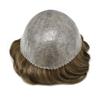 Mens Toupee Wig - Full Injected PU Durable Skin - Poly Skin Soft Human Hair Piece - Black, Brown, Blonde, Grey (8"x10", #430 Medium Brown+30%Gray-120% Medium Light to Medium Density) view 3